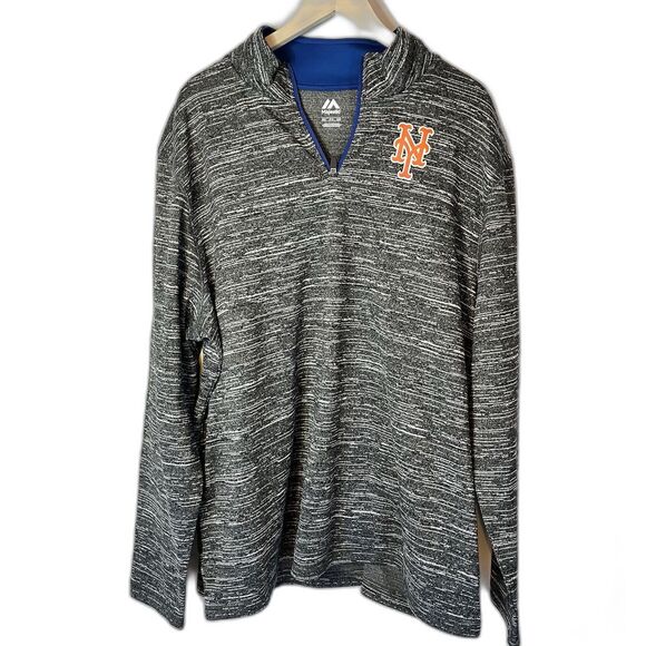 Majestic New York Mets 1/4 Zip Lightweight Pullover Men's Size 2XL Gray MLB NWT - Picture 1 of 6